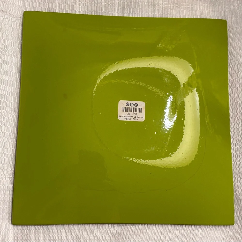 Crate&Barrel Green Glass Plate Set